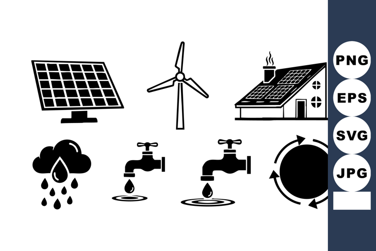 Solar Panel Wind Turbine Energy Cycle Vector