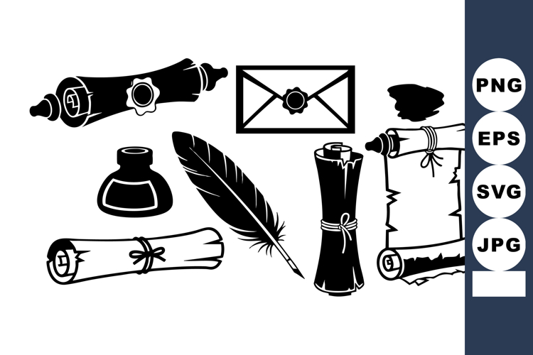 Vintage Ink Feather Quill Scroll Letter Vector