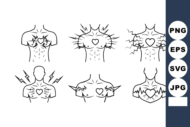Male Chest Pain Vector Illustration Different Stages