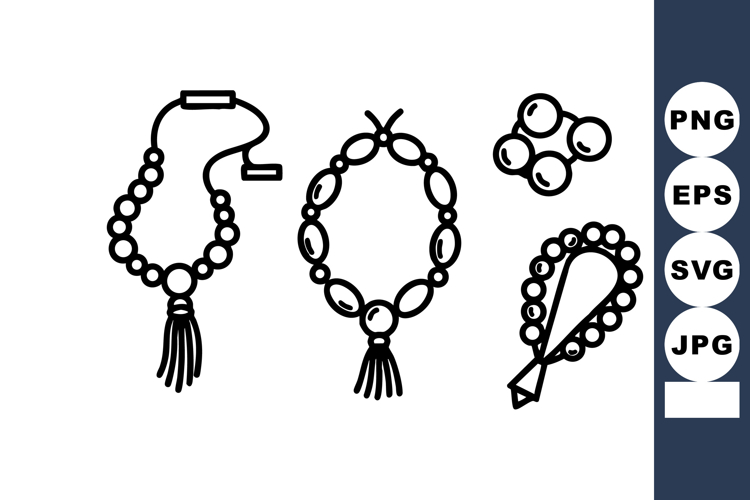 Black Outline Bead Bracelet Vector Designs
