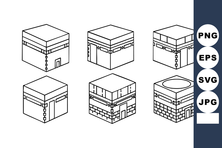 Kaaba Isometric Vector Illustration Sacred Mosque Views