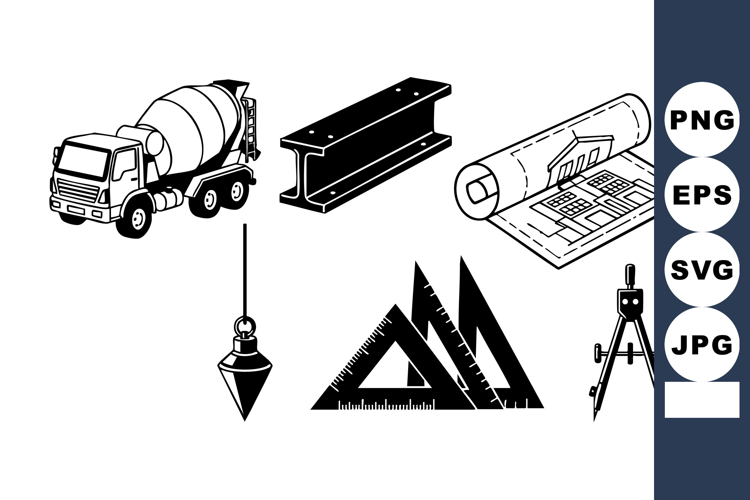 Construction Tools Blueprint Vector Illustration