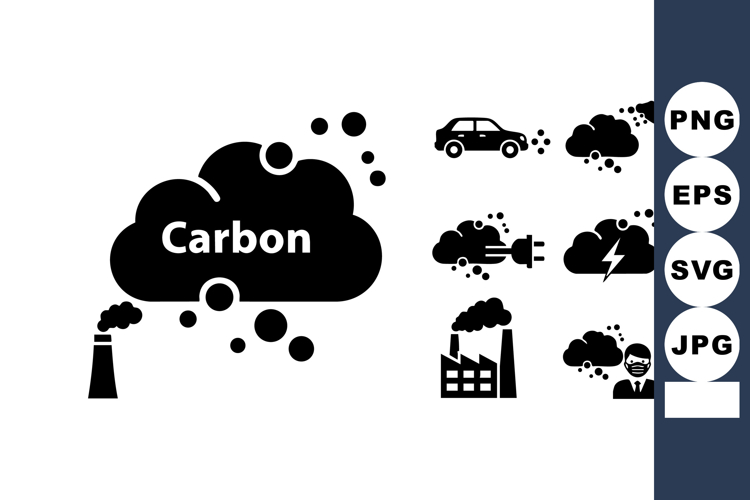 Carbon Emission Pollution Factory Vector Illustration
