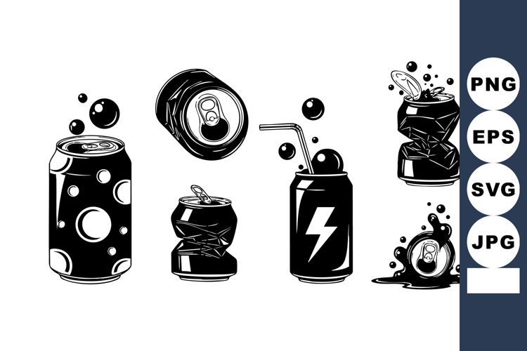 Soda Cans Bottles Bubbles Splash Vector Art