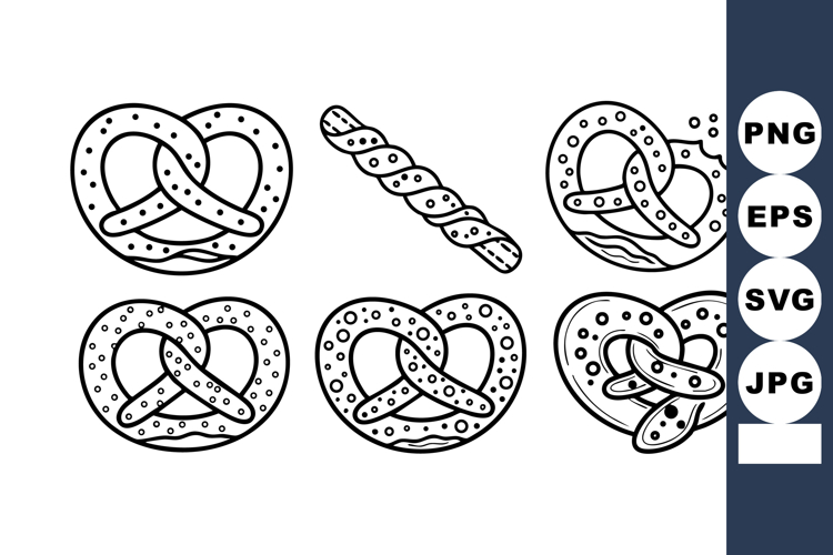 Pretzel Six Design Vector Set Bakery Snacks