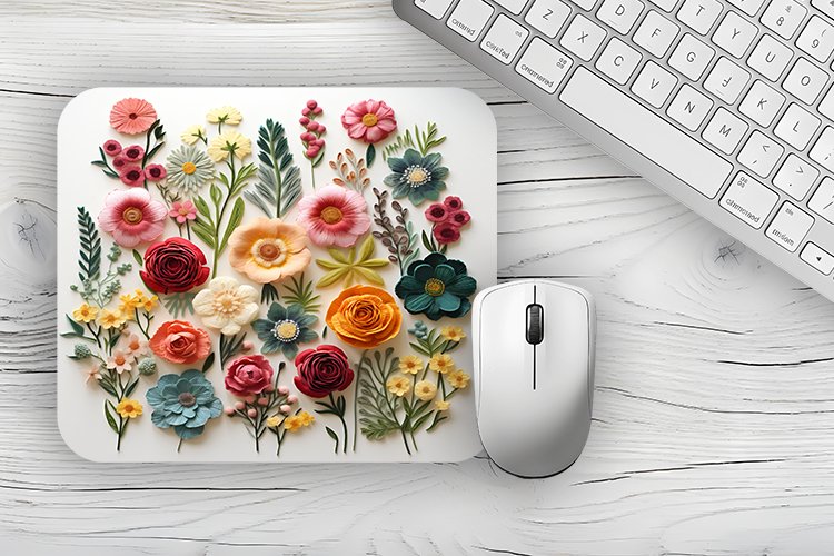 Watercolor 3d flowers Mousepad, flowers Mousepad Sublimation example image 1