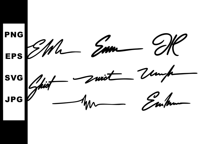 Abstract hand-drawn signature line art set with elegant curs