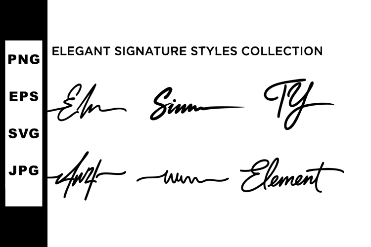 Elegant signature styles collection with cursive