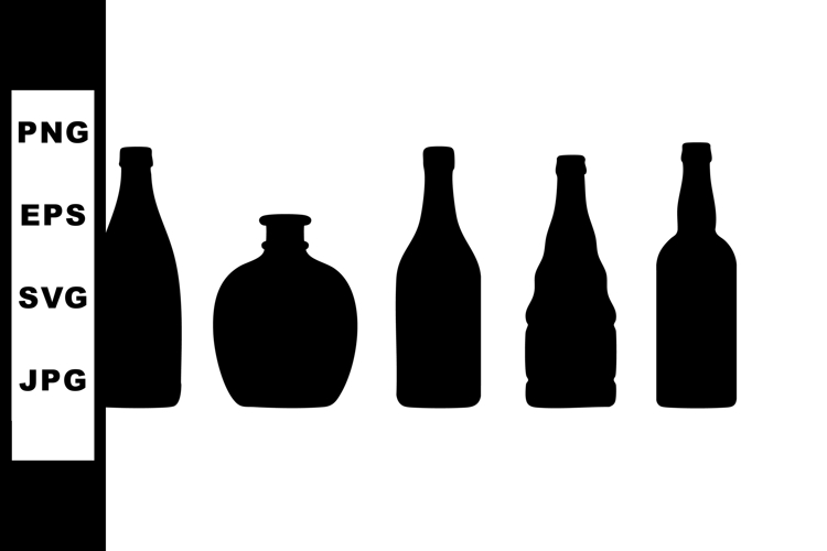 Bottle silhouettes vector set showing various shapes in