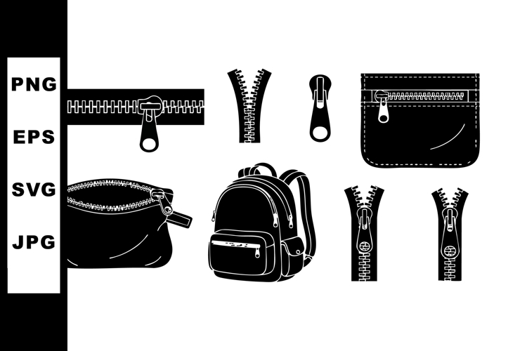 Zipper components and accessories vector set including example image 1