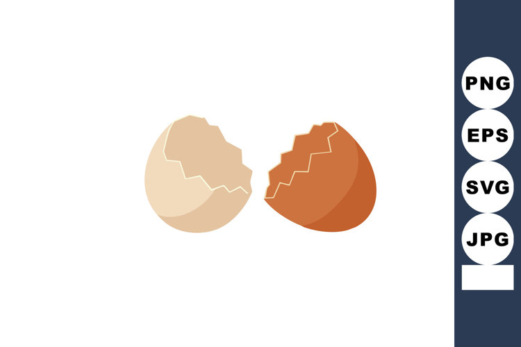 Cracked eggshell halves in beige and brown vector illustrati