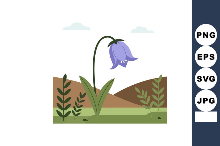 Bluebell flower with green leaves in natural landscape vecto example image 1