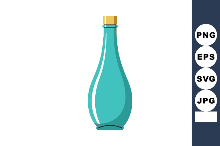 Blue glass bottle with cork stopper vector illustration simp