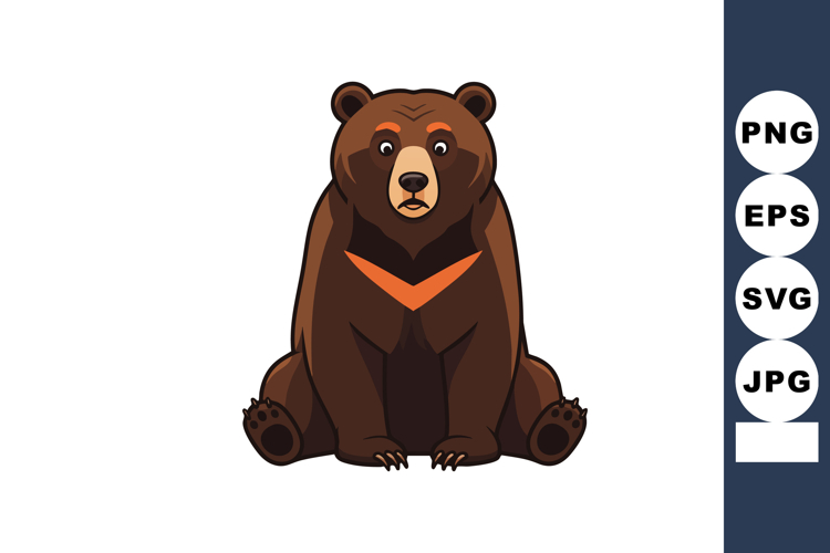 Brown bear sitting front view wild forest animal vector desi