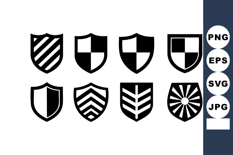 of eight black and white medieval heraldic shields vector il