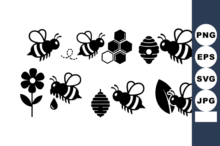 Bee Clipart Black and White Image 17