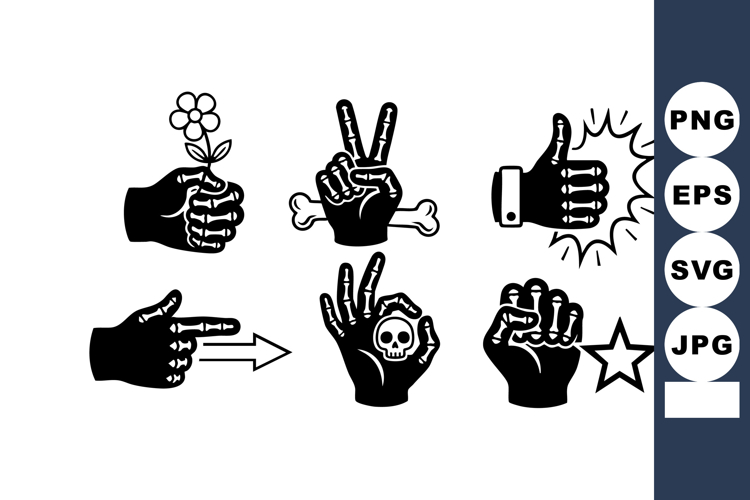 Hand gesture icons showing various symbolic signs including