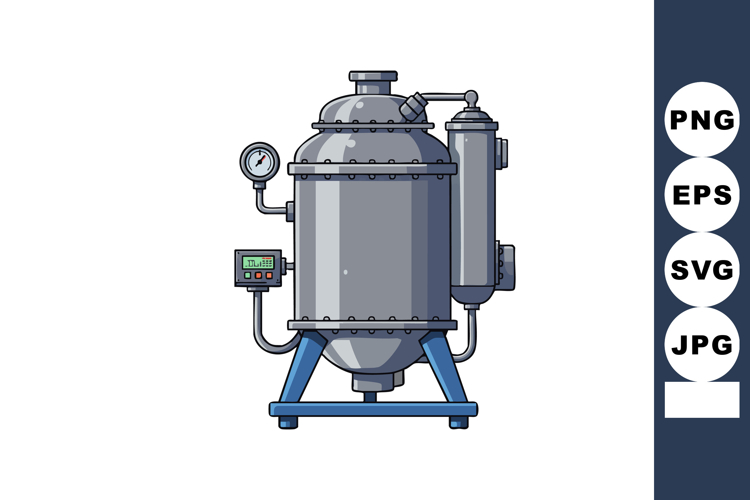 Industrial distillation column with pressure gauge and contr