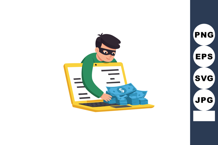 Hacker Stealing Money From Laptop Computer Online Cyber Crim