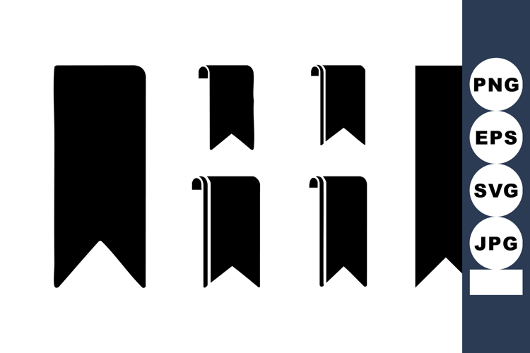 Simple Black Bookmark Vector Icons Collection