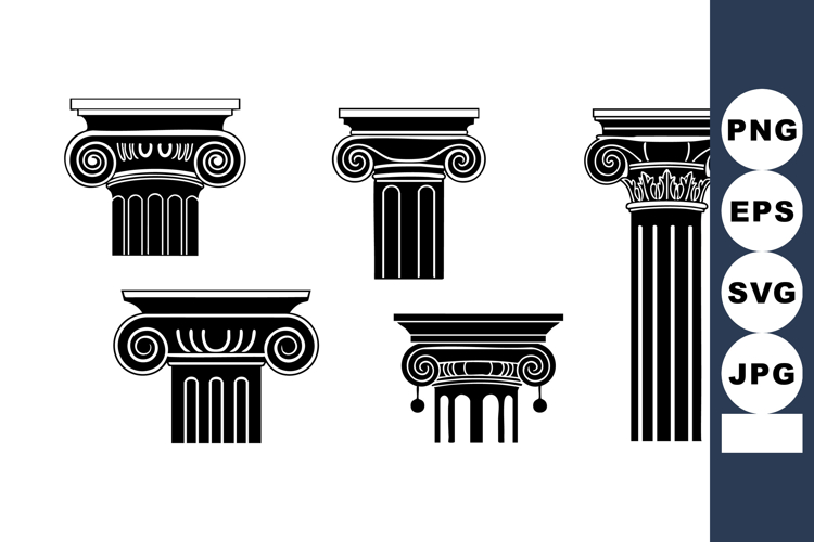 Classical Greek Architectural Columns Vector Illustration Se