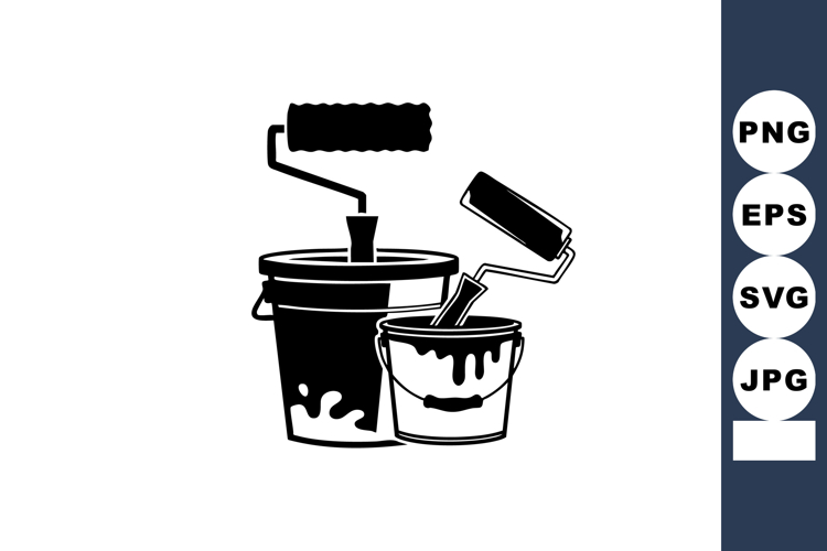 Paint Buckets And Rollers Vector Illustration