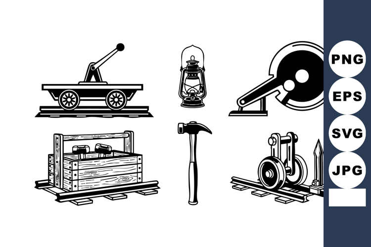 Vintage Industrial Tools and Equipment Collection Illustrati