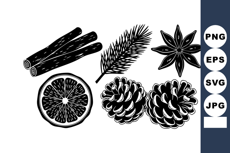 Black White Cinnamon Pine Vector Illustration