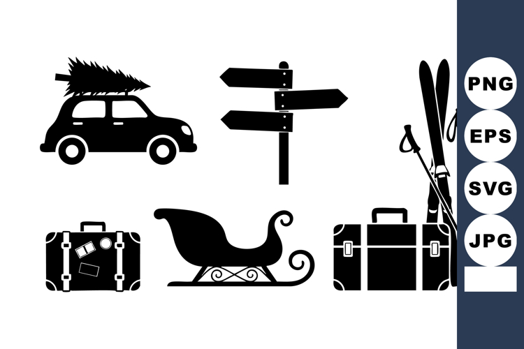 Travel and Winter Vacation Icons Vector Set