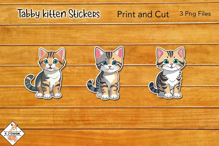 Tabby Kitten Stickers | Print and Cut