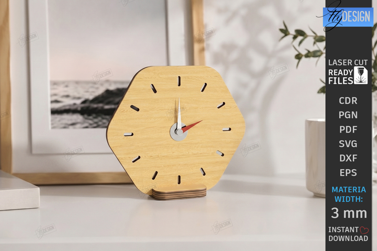 Table Clock Laser Cut | Desktop Clock | Home Decor | Office