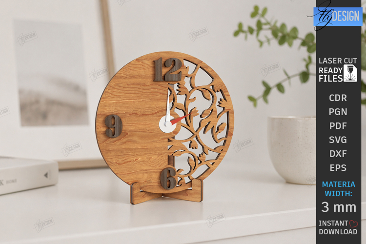 Table Clock Laser Cut | Desktop Clock | Home Decor | Office