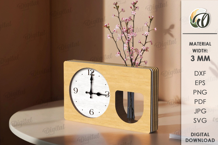 Table Clock Laser Cut. Stand Decor SVG