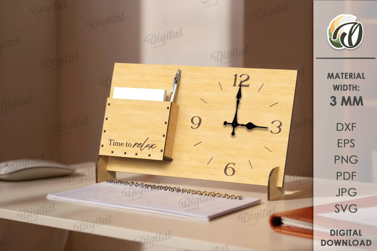 Table Clock Laser Cut. Stand Decor SVG