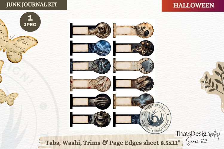 Horror Halloween Junk Journal Gothic Tab washi tape ephemera