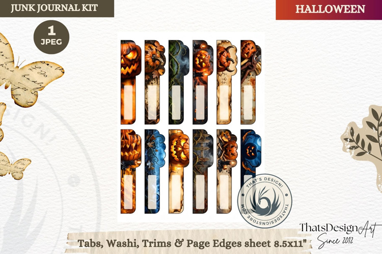 Horror Halloween Junk Journal Gothic Tab washi tape ephemera