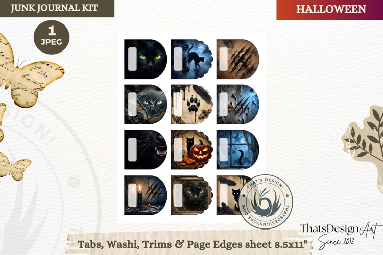 Horror Halloween Junk Journal Gothic Tab washi tape ephemera