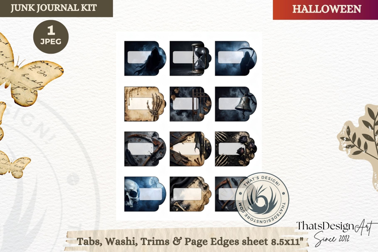 Horror Halloween Junk Journal Gothic Tab washi tape ephemera