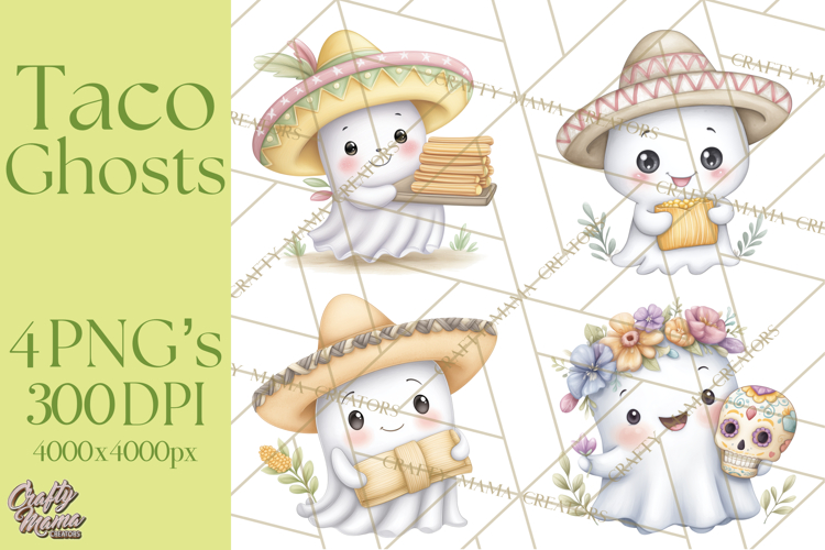 Taco Ghost Clipart PNG, Mexican Fiesta Clip Art
