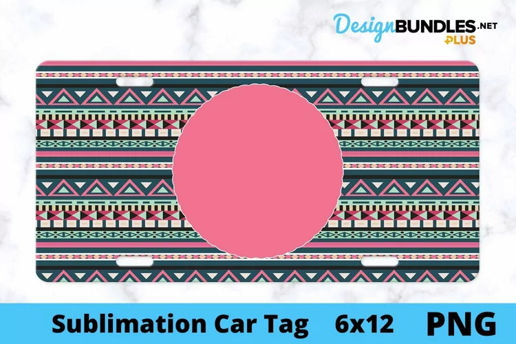 Sublimation Car Tag - Car Tag PNG - Tribal Monogram