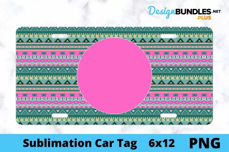 Sublimation Car Tag - Car Tag PNG - Pink Tribal Monogram