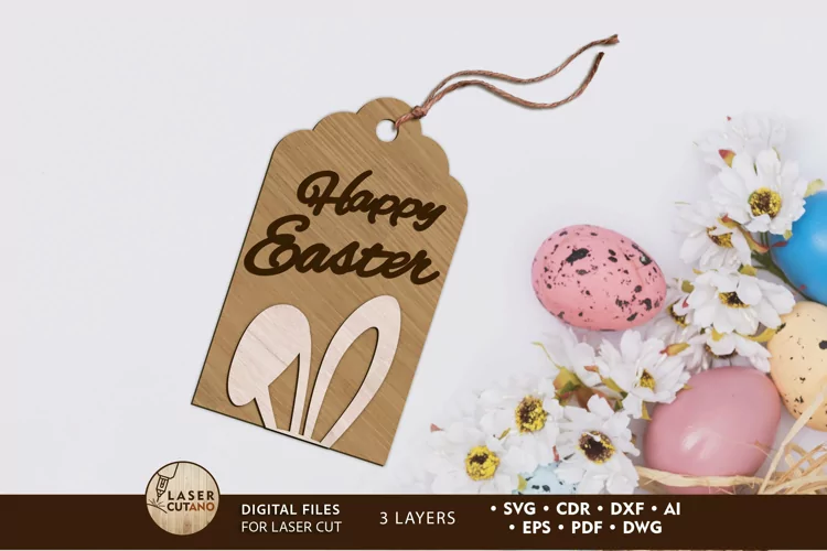 Happy Easter Tag, Layered Template