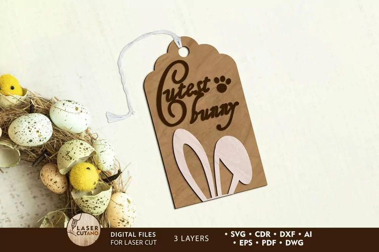Easter Decorative Tag, Layered Cut File