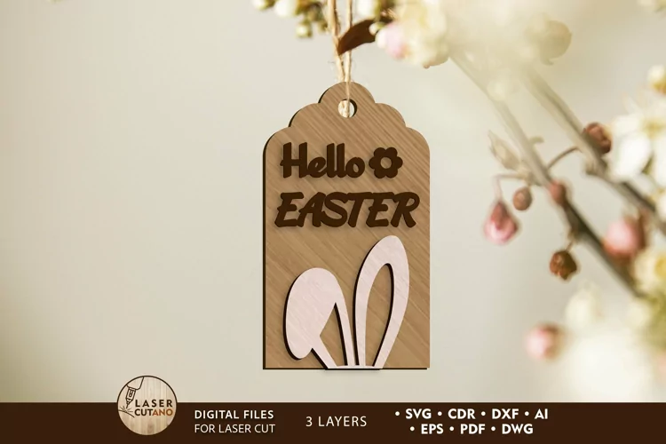 Easter Tag Decorative Laser Cut File