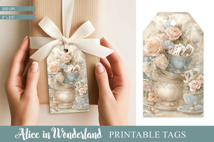 Alice in Wonderland Tea Party Gift Tag PNG