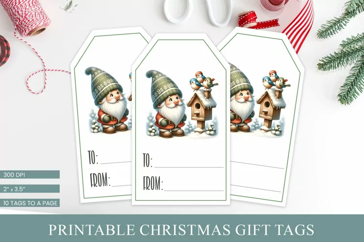 Christmas Gift Tags| Printable Gnome Tags