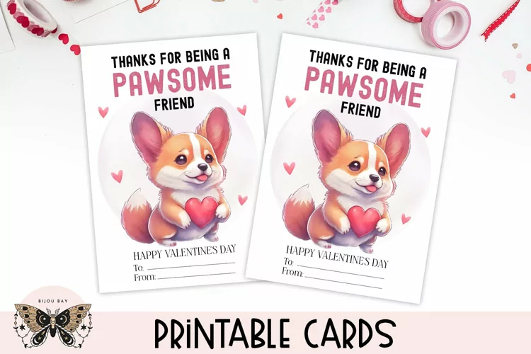 Classroom Valentine's Day Cards - Thanks For Being Pawsome