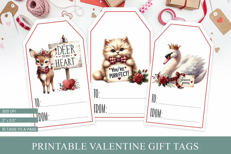 Printable Valentine Gift Tags | Cute Animal Valentine Tags