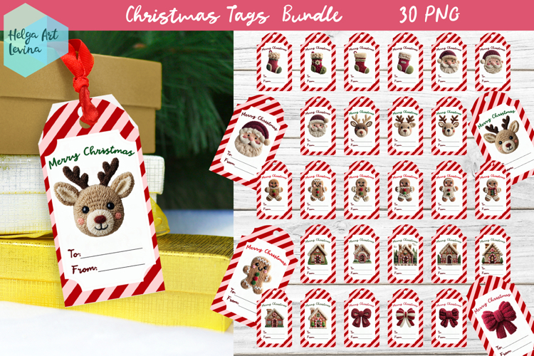 Christmas Gift Tag Printable, Latch Hook Yarn PNG