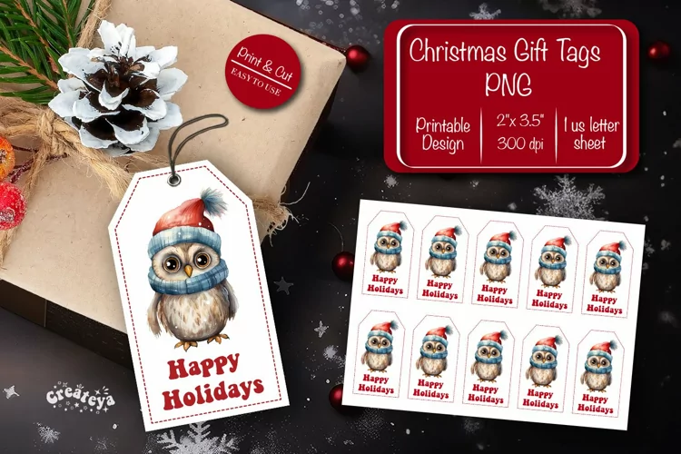 Christmas gift tag printable template Christmas tag PNG